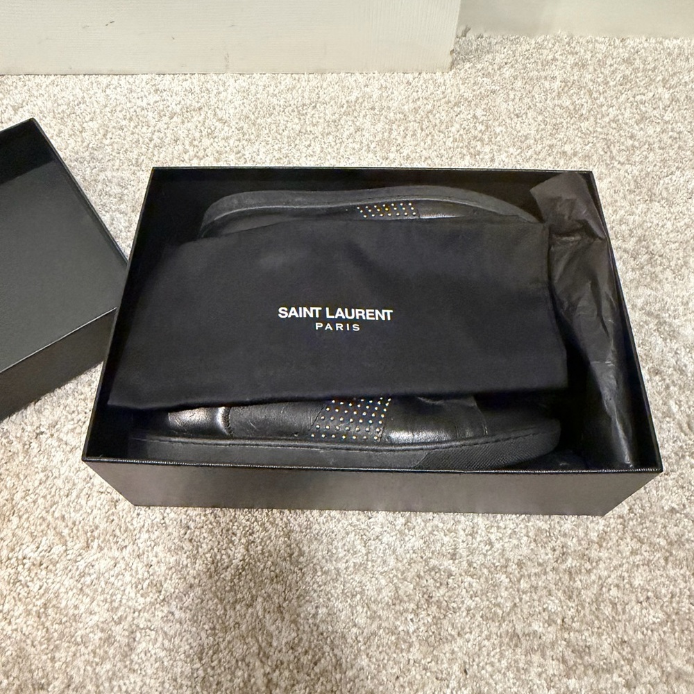 Saint Laurent (YSL) Black Leather Studded Sneakers size 7 - Picture 15 of 15